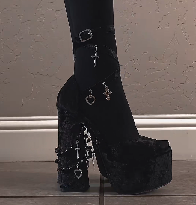 Women'S Shoes Peep Toe - Kadın Hot Chick Kolye Metal zincir