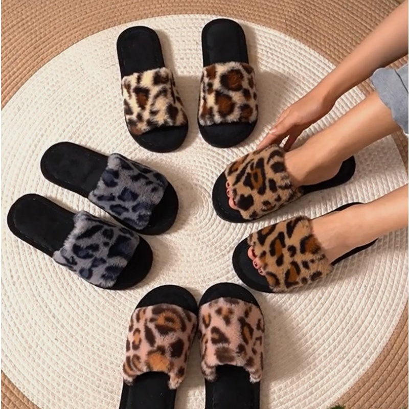 Women'S Shoes For Fall - 2025 Kışlık Sıcak Tüylü Leopar Desenli